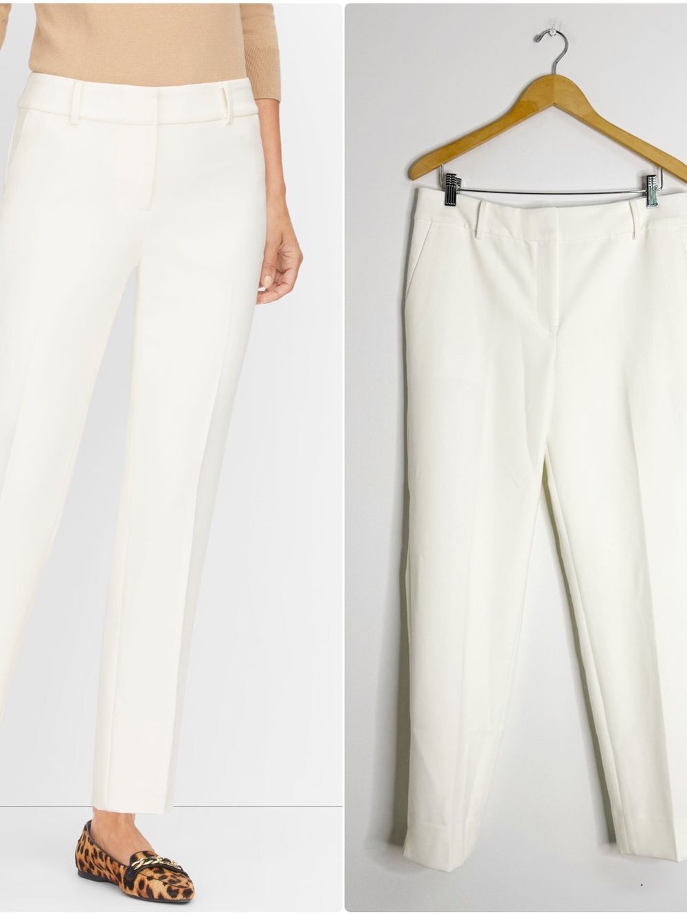 Talbots Hampshire Ankle Pants Size 12 White Stretch Slim Leg Trousers